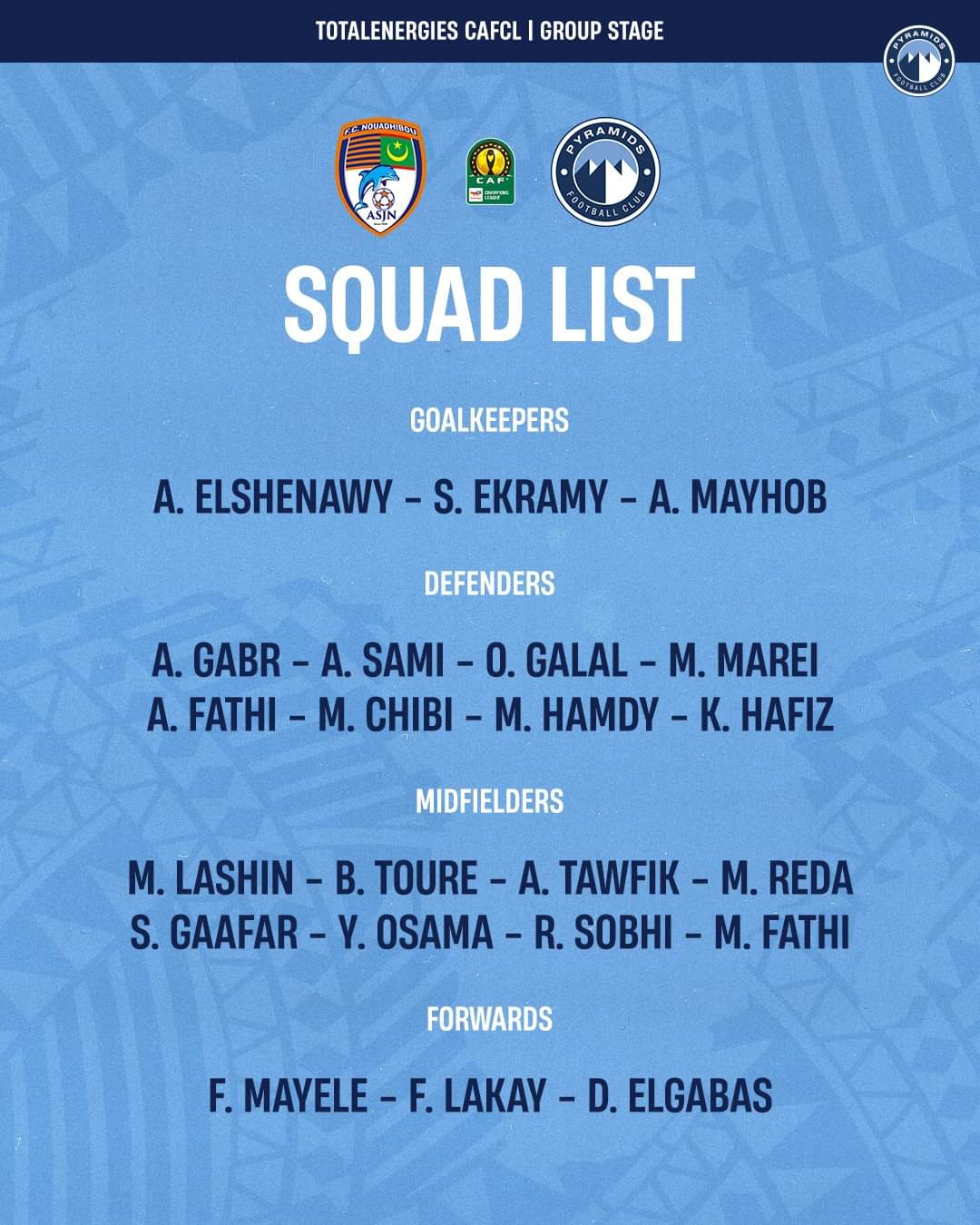 Pyramids FC Squad Announced For Upcoming Champions League Matches ...